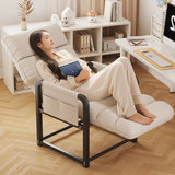 Modern Scandinavian Tech-Fabric Accent Chair with Metal Frame, Rounded-Rectangular Design, Armrests and Backrest for Home Office