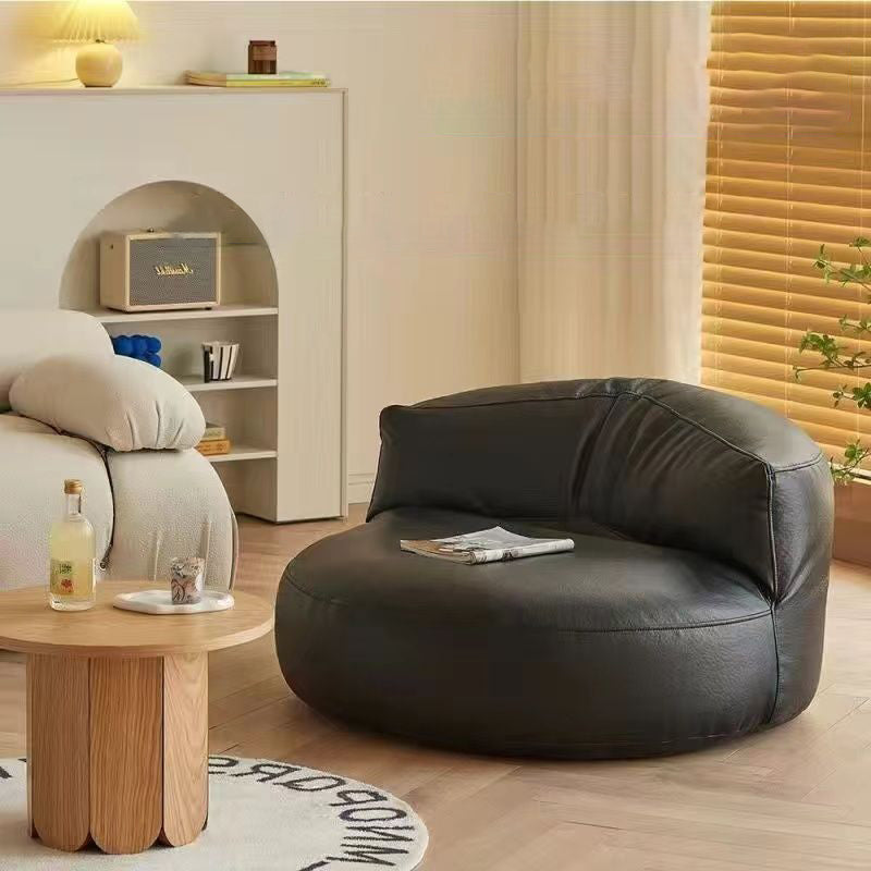 Modern Scandinavian Microfiber Leather EPS Round Curved Accent Chair with Backrest for Living Room