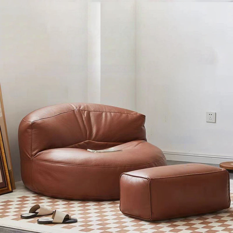 Modern Scandinavian Microfiber Leather EPS Round Curved Accent Chair with Backrest for Living Room