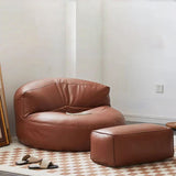 Modern Scandinavian Microfiber Leather EPS Round Curved Accent Chair with Backrest for Living Room