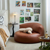 Modern Scandinavian Microfiber Leather EPS Round Curved Accent Chair with Backrest for Living Room