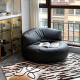 Modern Scandinavian Microfiber Leather EPS Round Curved Accent Chair with Backrest for Living Room