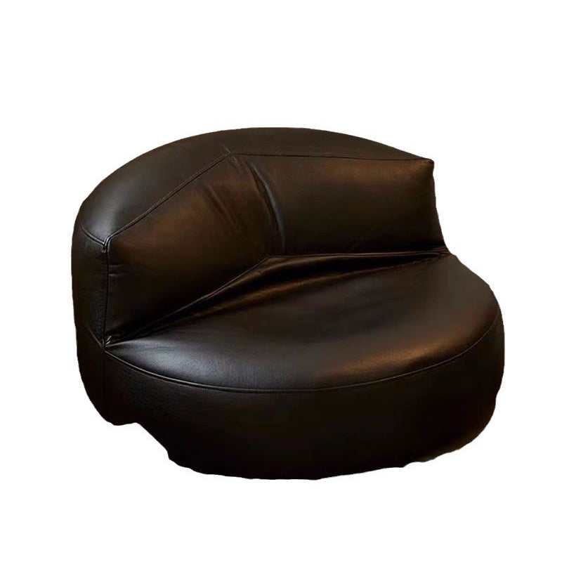Modern Scandinavian Microfiber Leather EPS Round Curved Accent Chair with Backrest for Living Room