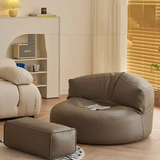 Modern Scandinavian Microfiber Leather EPS Round Curved Accent Chair with Backrest for Living Room