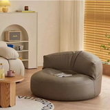 Modern Scandinavian Microfiber Leather EPS Round Curved Accent Chair with Backrest for Living Room