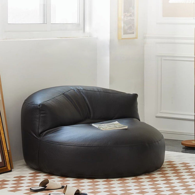 Modern Scandinavian Microfiber Leather EPS Round Curved Accent Chair with Backrest for Living Room