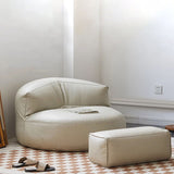 Modern Scandinavian Microfiber Leather EPS Round Curved Accent Chair with Backrest for Living Room