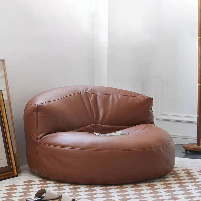 Modern Scandinavian Microfiber Leather EPS Round Curved Accent Chair with Backrest for Living Room