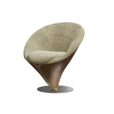 Traditional Chinese Velvet Swivel Accent Chair with Round Curved Backrest – Wood & Metal Frame, Faux Leather Upholstery, Ideal for Living Room