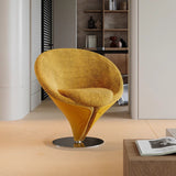 Traditional Chinese Velvet Swivel Accent Chair with Round Curved Backrest – Wood & Metal Frame, Faux Leather Upholstery, Ideal for Living Room