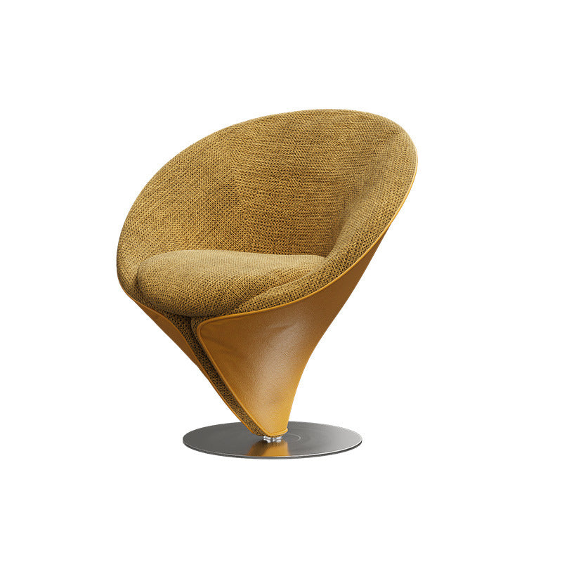 Traditional Chinese Velvet Swivel Accent Chair with Round Curved Backrest – Wood & Metal Frame, Faux Leather Upholstery, Ideal for Living Room
