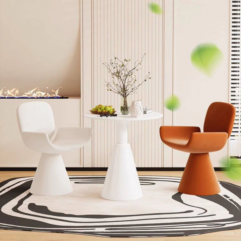Luxurious Modern Suede Vanity Stool in Solid Wood with Curved Backrest and Swivel—Perfect Bedroom Accent