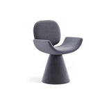 Luxurious Modern Suede Vanity Stool in Solid Wood with Curved Backrest and Swivel—Perfect Bedroom Accent