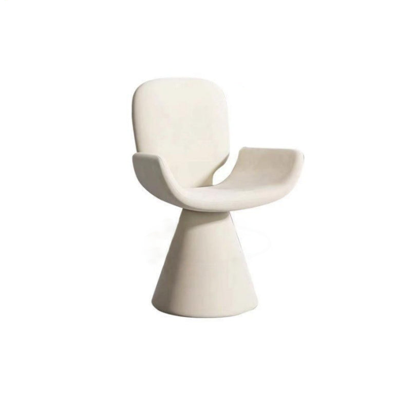 Luxurious Modern Suede Vanity Stool in Solid Wood with Curved Backrest and Swivel—Perfect Bedroom Accent