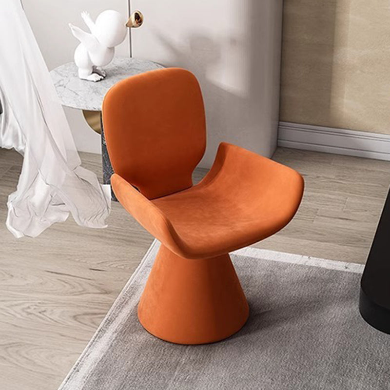Luxurious Modern Suede Vanity Stool in Solid Wood with Curved Backrest and Swivel—Perfect Bedroom Accent