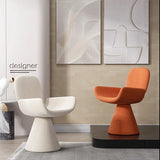 Luxurious Modern Suede Vanity Stool in Solid Wood with Curved Backrest and Swivel—Perfect Bedroom Accent