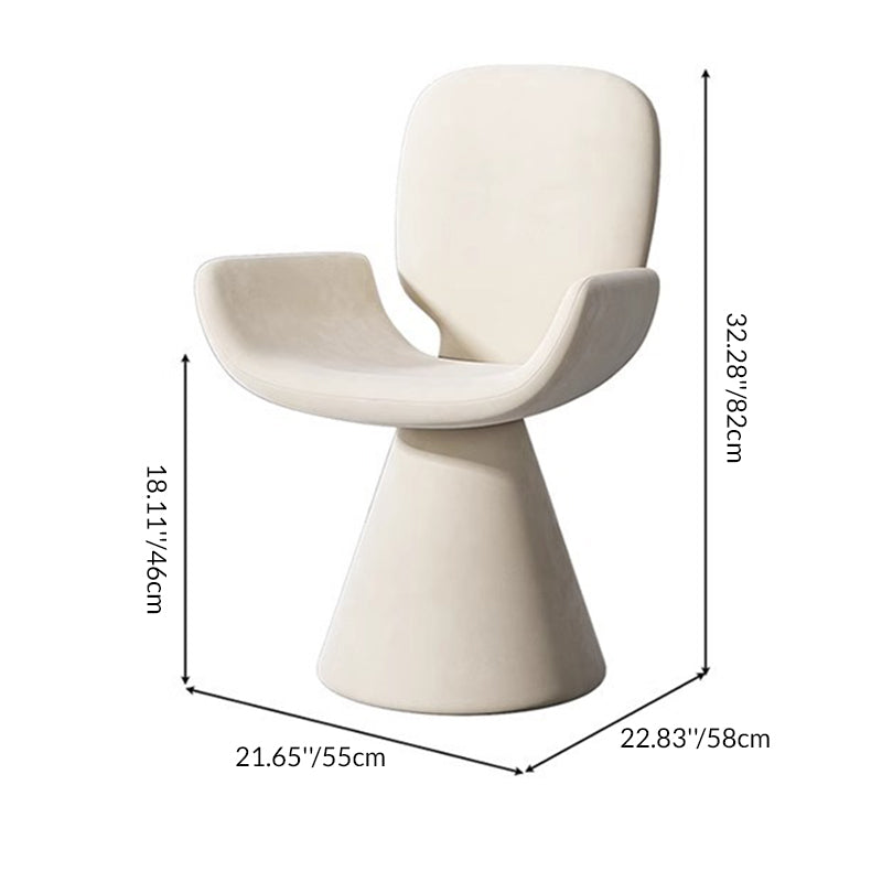 Luxurious Modern Suede Vanity Stool in Solid Wood with Curved Backrest and Swivel—Perfect Bedroom Accent