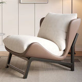 Traditional French Velvet Cat-Scratch Leather Accent Chair with Carbon Steel Frame, Rectangular Curved Square Backrest for Living Room