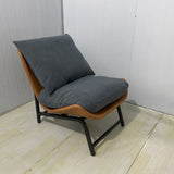 Traditional French Velvet Cat-Scratch Leather Accent Chair with Carbon Steel Frame, Rectangular Curved Square Backrest for Living Room