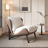Traditional French Velvet Cat-Scratch Leather Accent Chair with Carbon Steel Frame, Rectangular Curved Square Backrest for Living Room