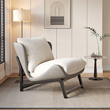 Traditional French Velvet Cat-Scratch Leather Accent Chair with Carbon Steel Frame, Rectangular Curved Square Backrest for Living Room