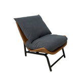 Traditional French Velvet Cat-Scratch Leather Accent Chair with Carbon Steel Frame, Rectangular Curved Square Backrest for Living Room