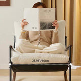 Modern Scandinavian Corduroy Rocking Chair with Metal Frame and Solid Wood Construction, Curved Square Design, Backrest and Armrests for Living Room