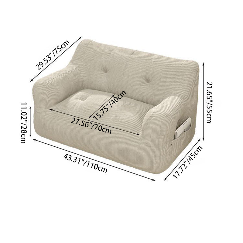 Sleek Contemporary Scandinavian Corduroy 2-Seater Sofa with Armrest & Backrest for Living Room