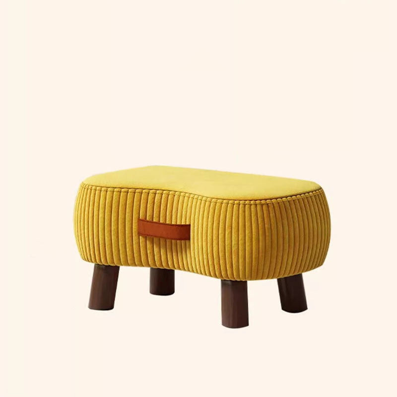 Contemporary Scandinavian Solid-Wood Low Stool with Soap-Shaped Cylinder, Tech Fabric Upholstery – Living Room Accent
