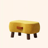 Contemporary Scandinavian Solid-Wood Low Stool with Soap-Shaped Cylinder, Tech Fabric Upholstery – Living Room Accent
