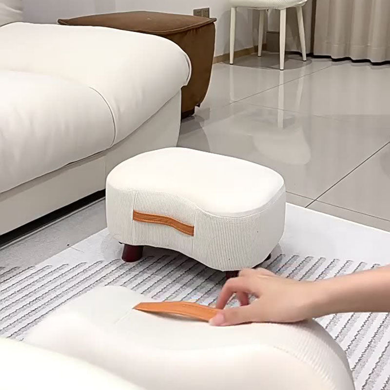 Contemporary Scandinavian Solid-Wood Low Stool with Soap-Shaped Cylinder, Tech Fabric Upholstery – Living Room Accent