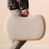 Contemporary Scandinavian Solid-Wood Low Stool with Soap-Shaped Cylinder, Tech Fabric Upholstery – Living Room Accent
