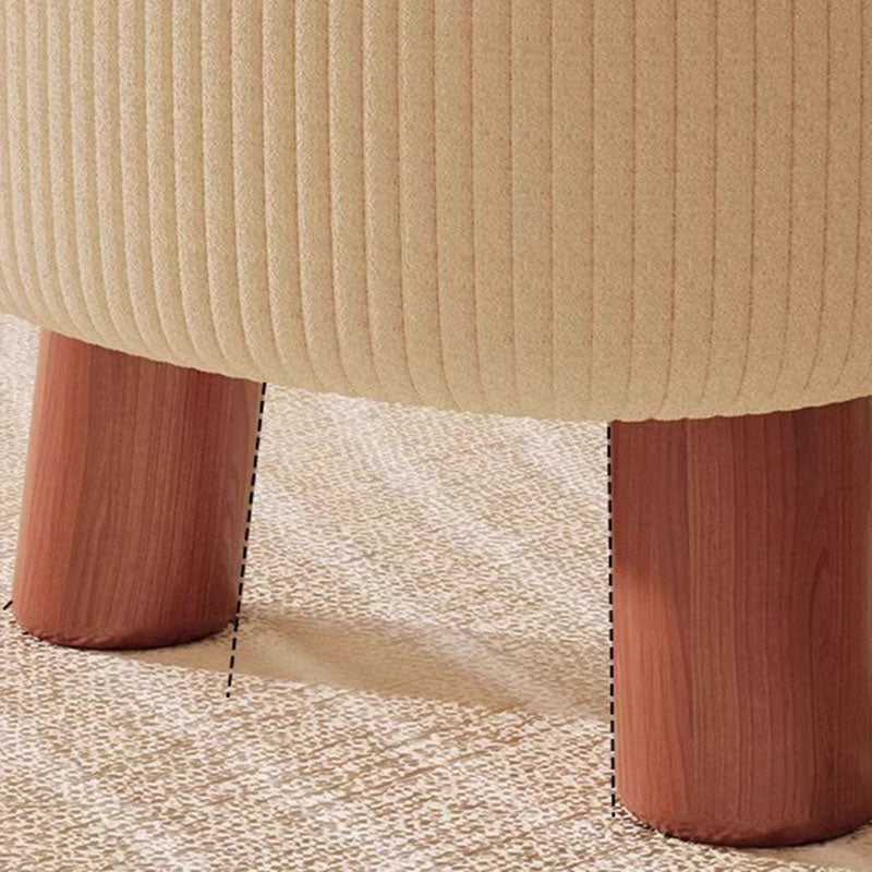 Contemporary Scandinavian Solid-Wood Low Stool with Soap-Shaped Cylinder, Tech Fabric Upholstery – Living Room Accent