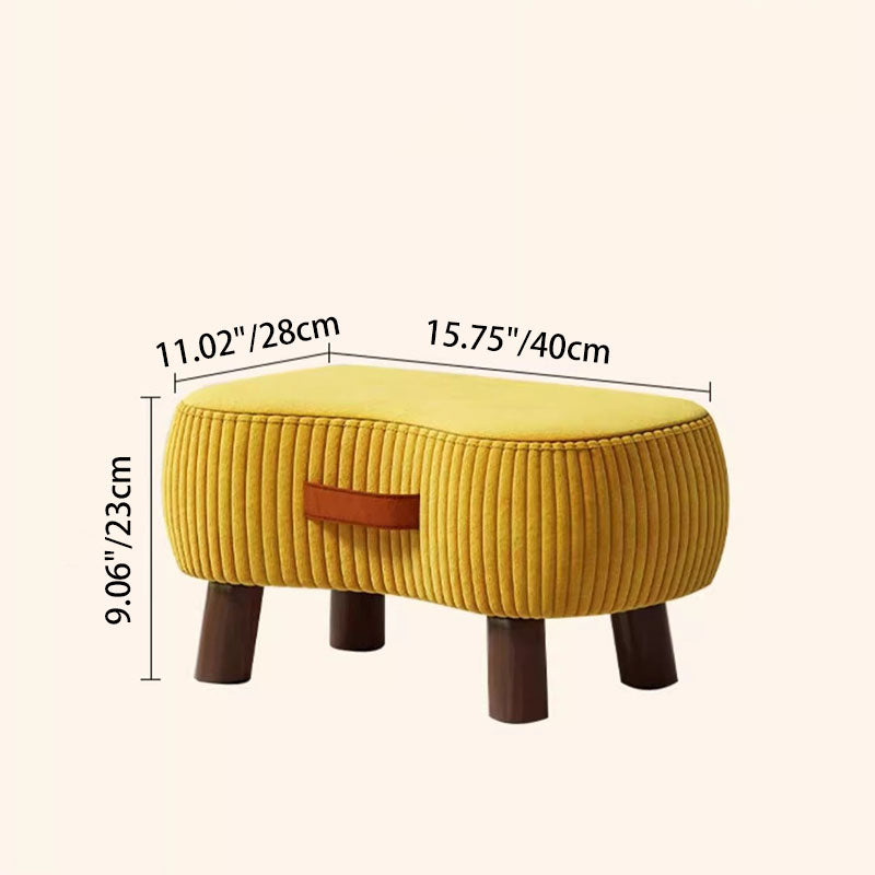 Contemporary Scandinavian Solid-Wood Low Stool with Soap-Shaped Cylinder, Tech Fabric Upholstery – Living Room Accent