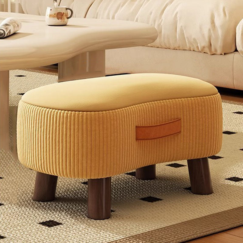 Contemporary Scandinavian Solid-Wood Low Stool with Soap-Shaped Cylinder, Tech Fabric Upholstery – Living Room Accent