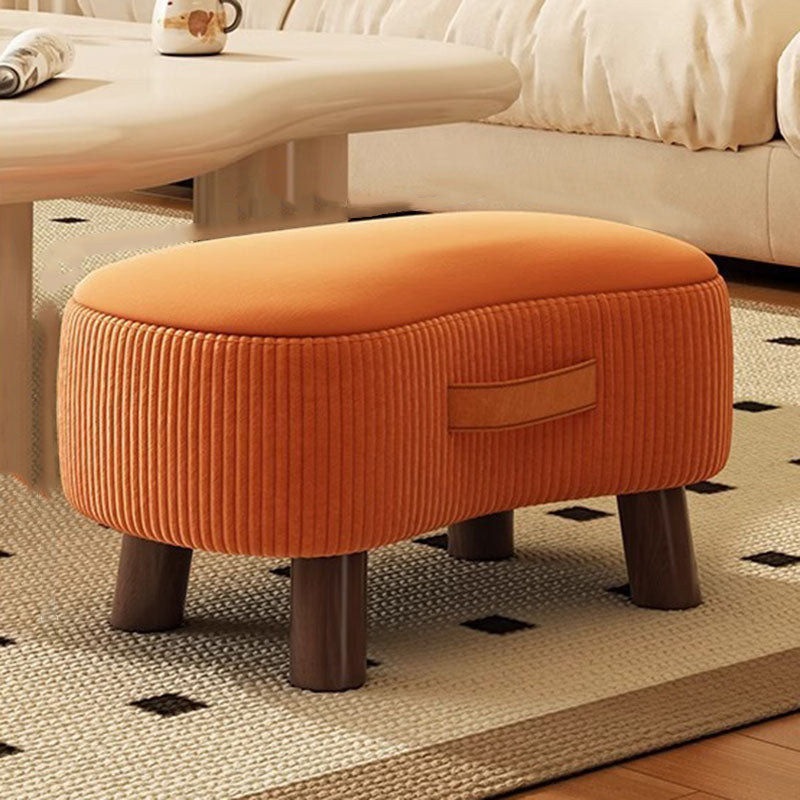 Contemporary Scandinavian Solid-Wood Low Stool with Soap-Shaped Cylinder, Tech Fabric Upholstery – Living Room Accent