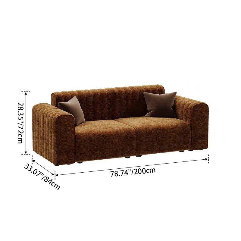 Traditional French Chenille Eucalyptus 2-Seater Sofa with Armrest and Backrest – Wavy Rectangular Design for Living Room