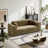 Traditional French Chenille Eucalyptus 2-Seater Sofa with Armrest and Backrest – Wavy Rectangular Design for Living Room