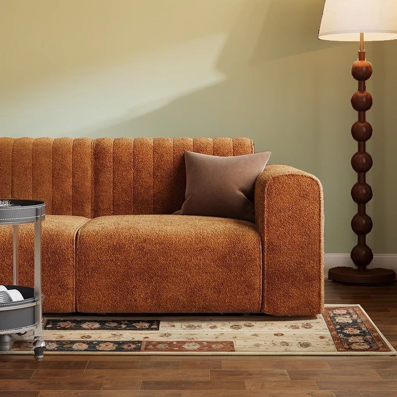 Traditional French Chenille Eucalyptus 2-Seater Sofa with Armrest and Backrest – Wavy Rectangular Design for Living Room