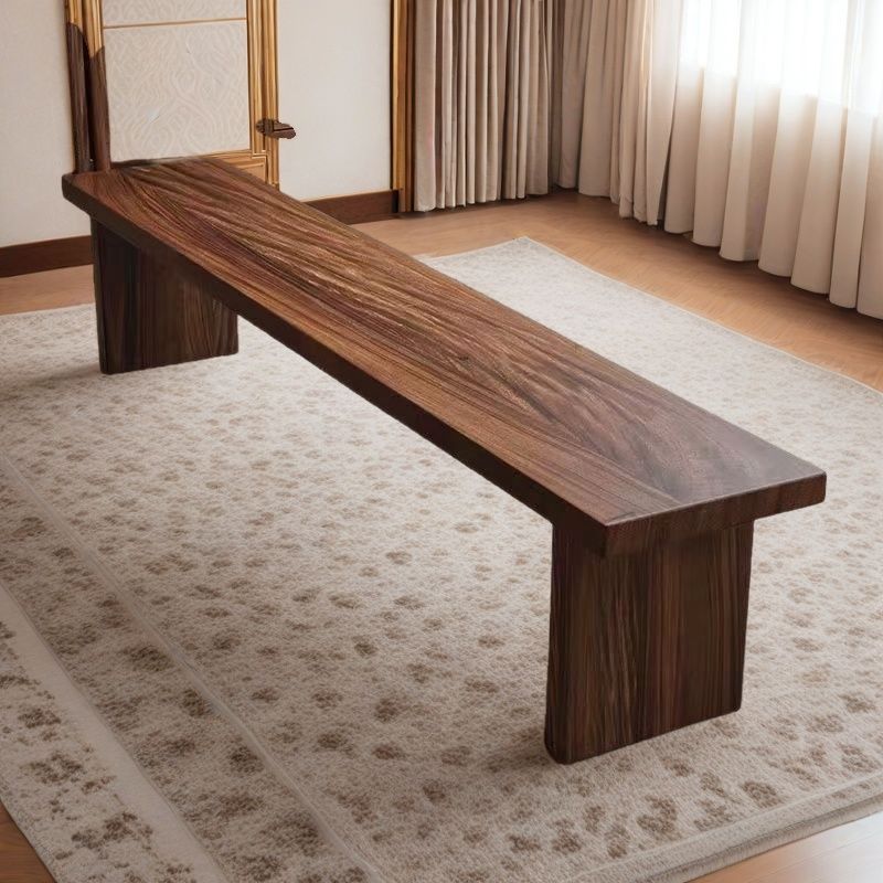 Traditional Chinese-Style Pine Wood Rectangular Shoe Bench for Living Room – Stylish Storage & Seating