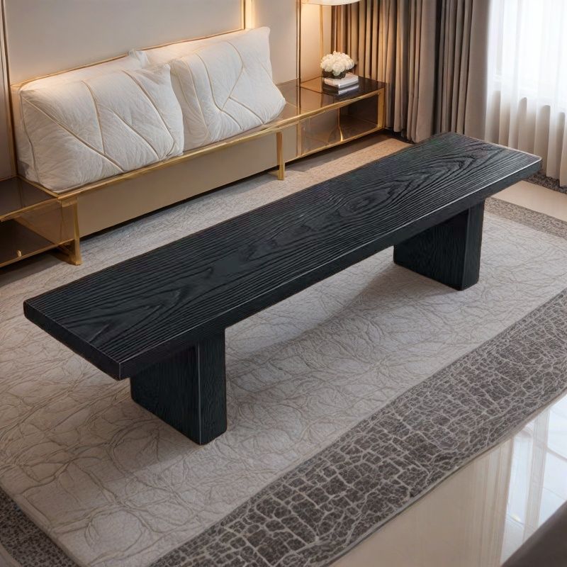 Traditional Chinese-Style Pine Wood Rectangular Shoe Bench for Living Room – Stylish Storage & Seating