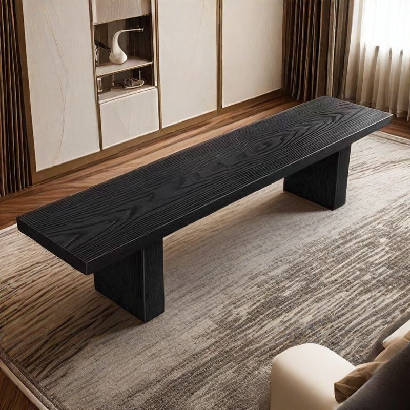 Traditional Chinese-Style Pine Wood Rectangular Shoe Bench for Living Room – Stylish Storage & Seating