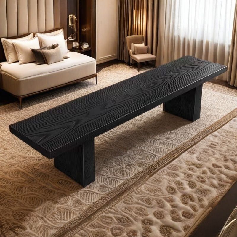 Traditional Chinese-Style Pine Wood Rectangular Shoe Bench for Living Room – Stylish Storage & Seating