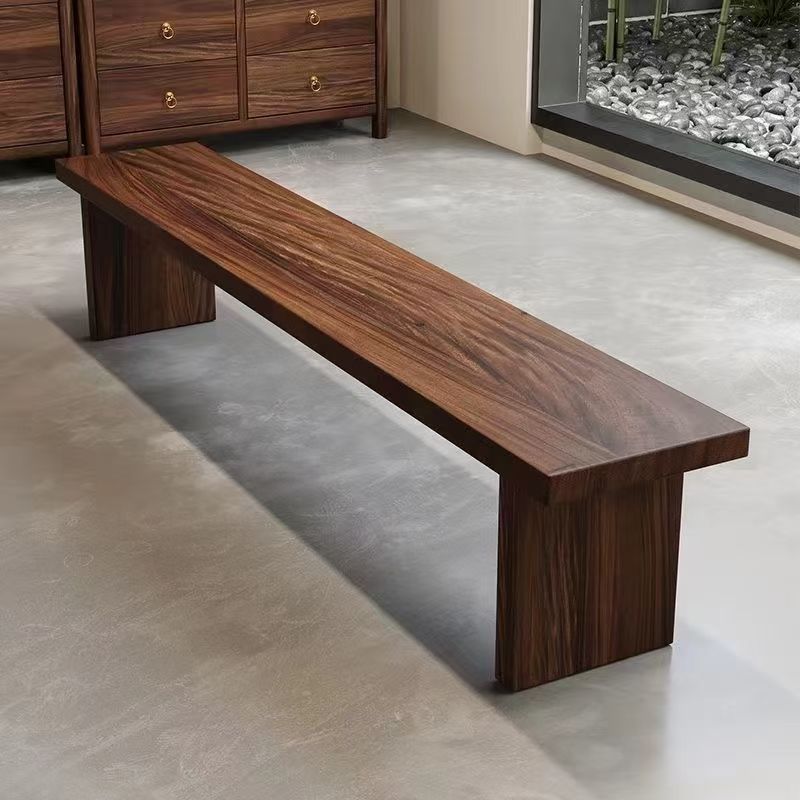 Traditional Chinese-Style Pine Wood Rectangular Shoe Bench for Living Room – Stylish Storage & Seating