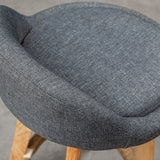 Nordic Contemporary Round Rubber Wood Swivel Bar Stool with Upholstered Low-Back and Footrest for Dining Room