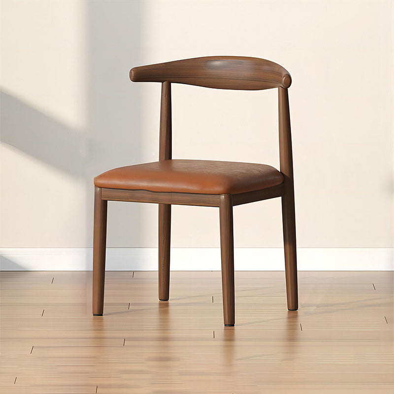 Contemporary Scandinavian Cow Corner Square Upholstered Microfiber Leather Carbon Steel Dining Chair Backrest For Dining Room