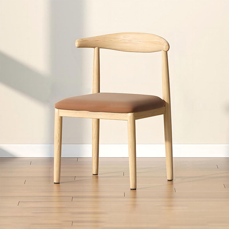 Contemporary Scandinavian Cow Corner Square Upholstered Microfiber Leather Carbon Steel Dining Chair Backrest For Dining Room