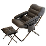 Modern Scandinavian Iron Frame Recliner - Upholstered, Curved Rectangular Backrest with Foldable Armrests for Living Room