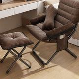 Modern Scandinavian Iron Frame Recliner - Upholstered, Curved Rectangular Backrest with Foldable Armrests for Living Room