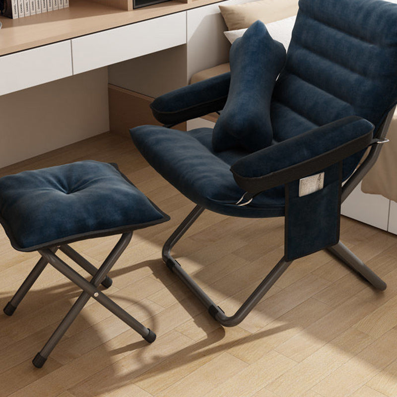 Modern Scandinavian Iron Frame Recliner - Upholstered, Curved Rectangular Backrest with Foldable Armrests for Living Room